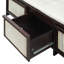 Banc de rangement pour chaussures de 48 pouces avec tiroirs en rotin et coussin capitonné - finition espresso