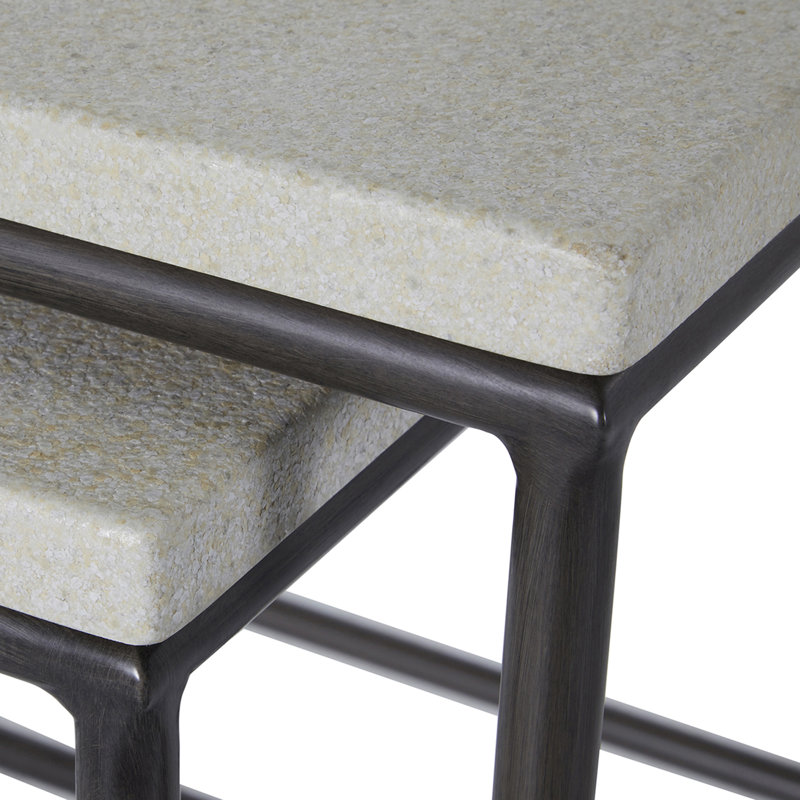 Abby Nesting Tables - Charcoal/TravertIne, Slate Gray/Travertine