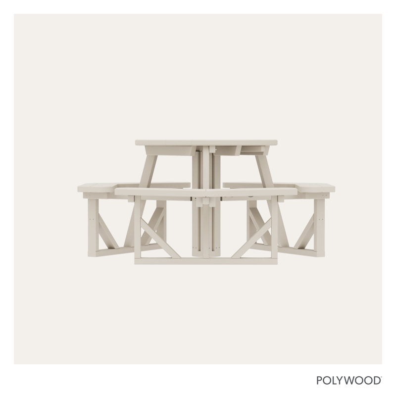 POLYWOOD Park 36" Round Picnic Table, Sand