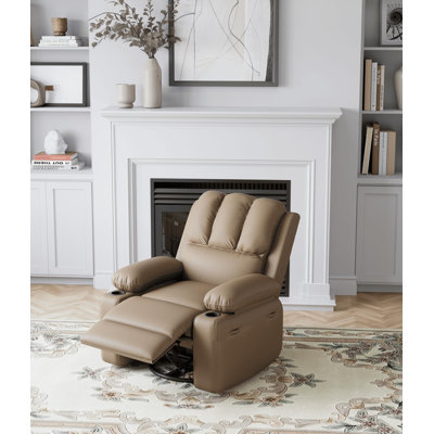 Fauteuil inclinable électrique de 37,4 po avec chauffage et massage, fauteuil inclinable berçant de 26,8 po avec porte-gobelets