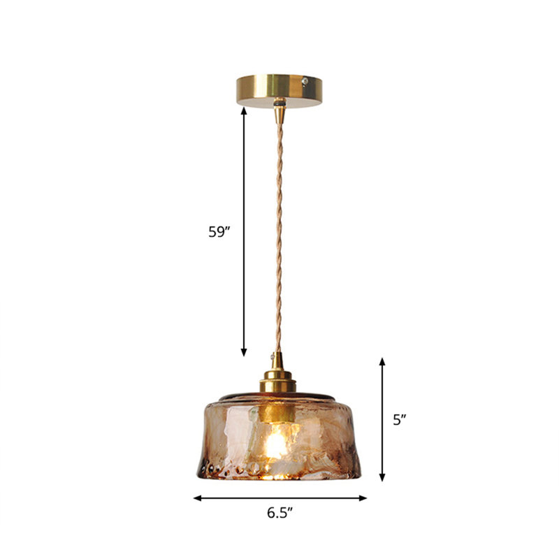 Amber Cloud Glass Pendant Light Antique Brass