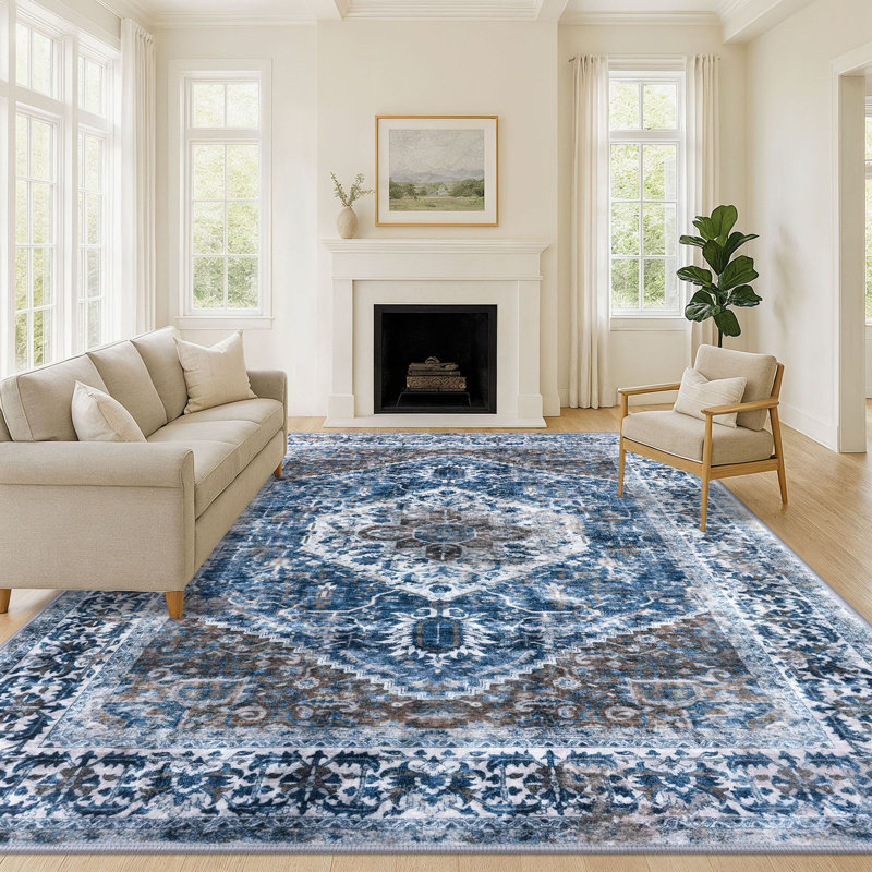 Jodhveer Area Rug Washable Rug Non-Slip Backing Indoor Rugs, Rectangle 10' x 14'