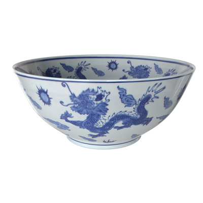14" Satsuma Ladies & Peacock Porcelain Bowl