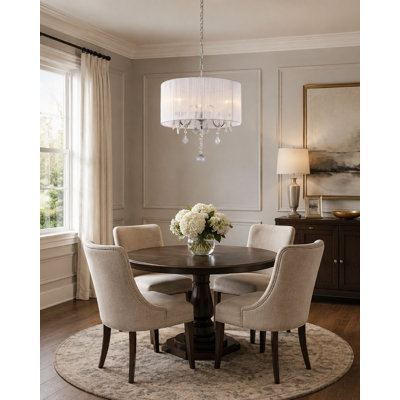 Transitional 3 Light Silk String Shade Chandelier