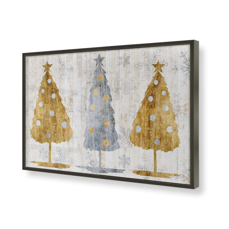 Imprimé d'arbres de Noël métalliques, H 9 po x l 11 po x P 1,25 po, Cadre photo noir satiné