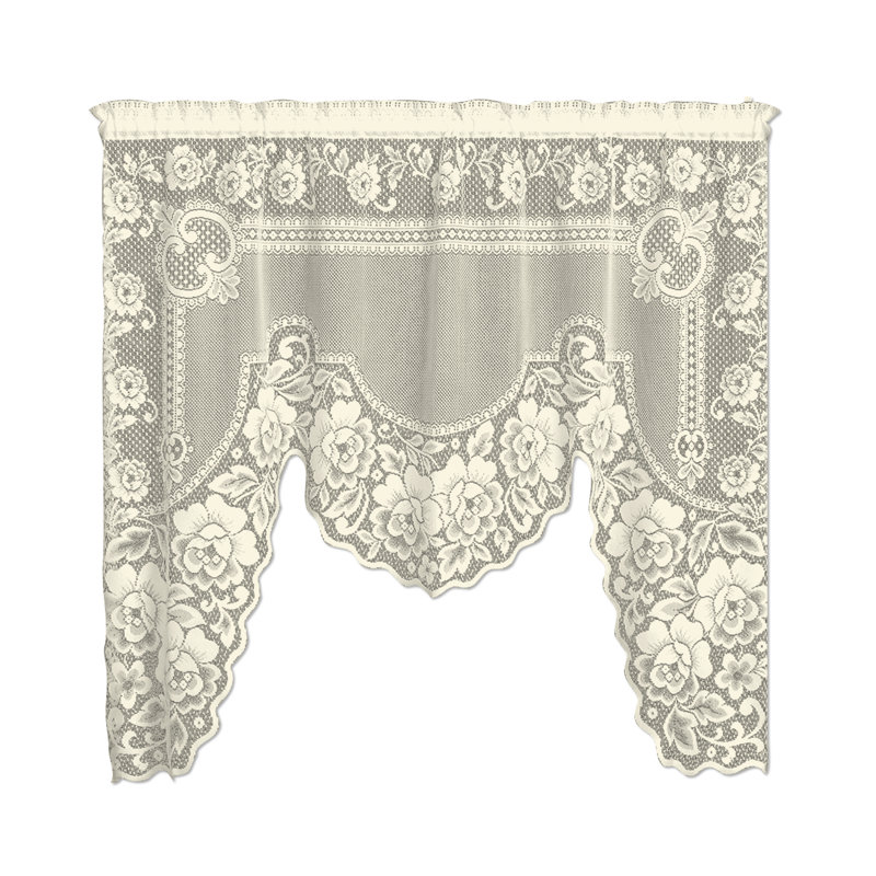 Billups Floral Swag Window Valance, 48" H x 60" W, Ecru