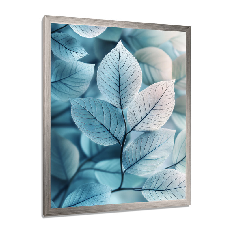 Kaley - art mural floral, H 32 po x l 16 po, Argent argent, Reproduction encadrée d'une seule photo