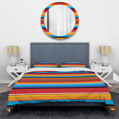 Ensemble de housse de couette en microfibre bleu / orange / jaune 3 pièces