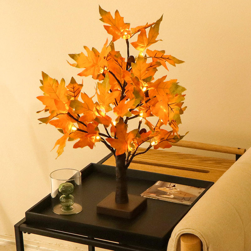 Érable artificiel, lumière d'automne, 24 lumières DEL décoratives pour la maison, glands
