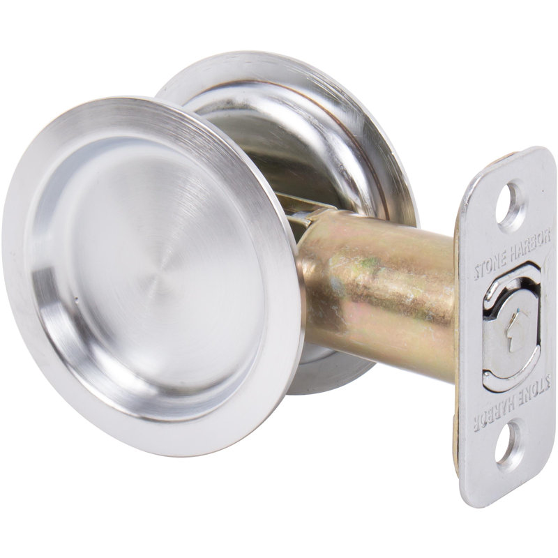 Quincaillerie de serrure de porte ronde, Chrome satiné