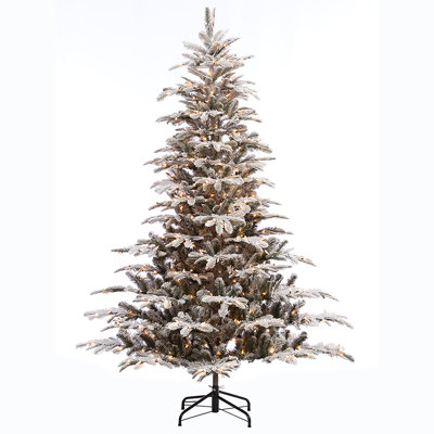 Pre-lit Aspen Flocked 7.5' White/Green Fir Trees Artificial Christmas Tree with 700 Warm White Lights