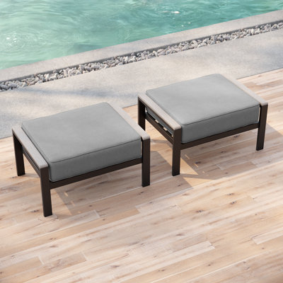Repose-pieds 2 pièces avec coussin en tissu teint dans la masse