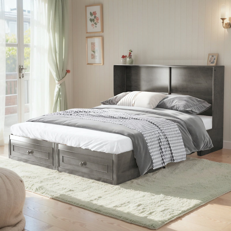 Lit escamotable avec rangement Kenzie, Gris foncé