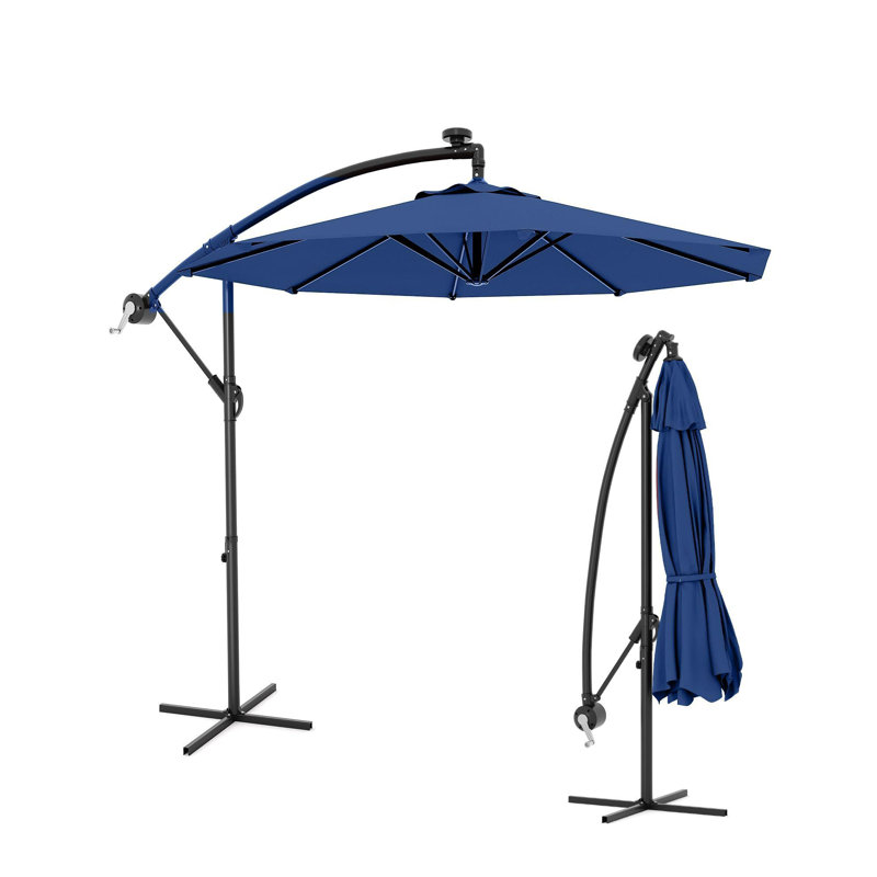 Parasol suspendu 10 pi, 8 baleines, base rotative 360 pi, Marine