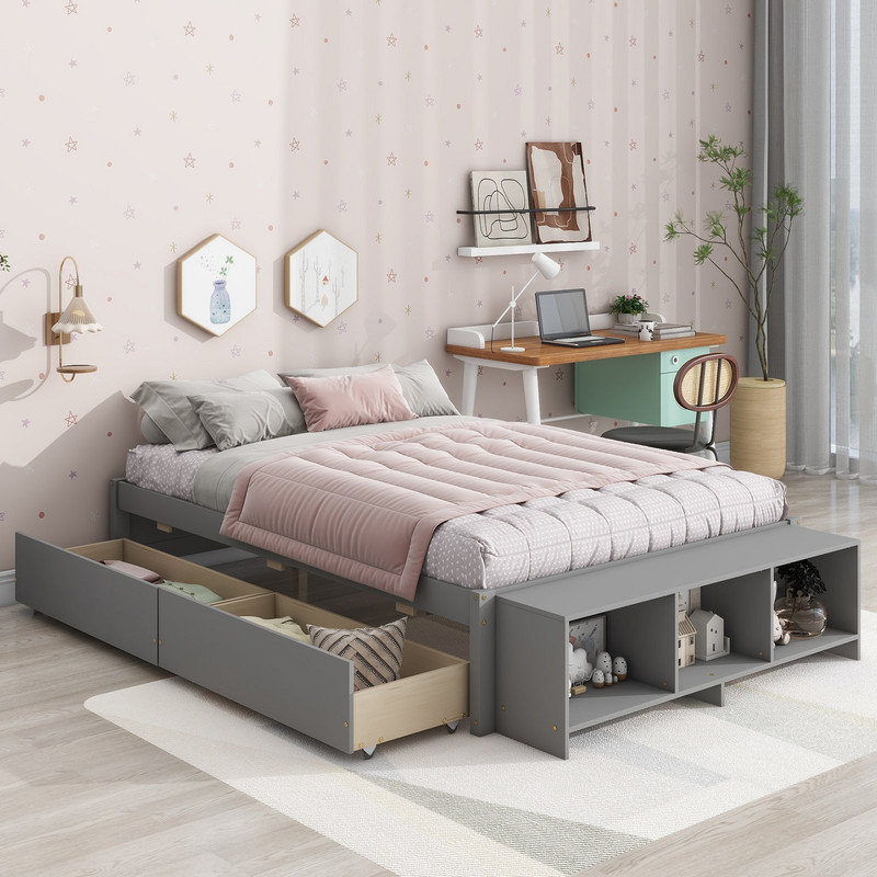 Lit double pour enfants Gwenevere, gris