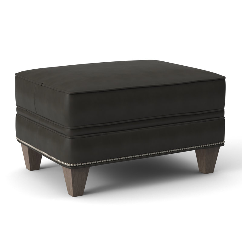 Taraval Ottoman, Rio Mineral Genuine Leather, Stone, Pewter