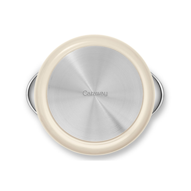 Caraway Nonstick Ceramic Petite Cooker W/ Lid, Cream, 12 quarts
