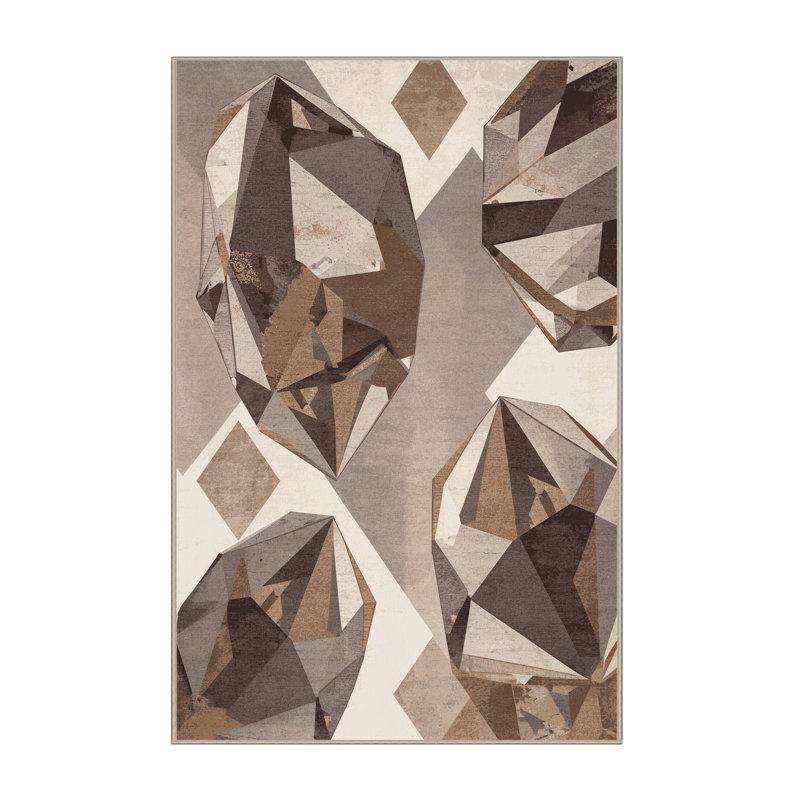Tapis gris délavé à la machine à motif géométrique luxueux lavable à la machine Carlstadt, 4 x 2