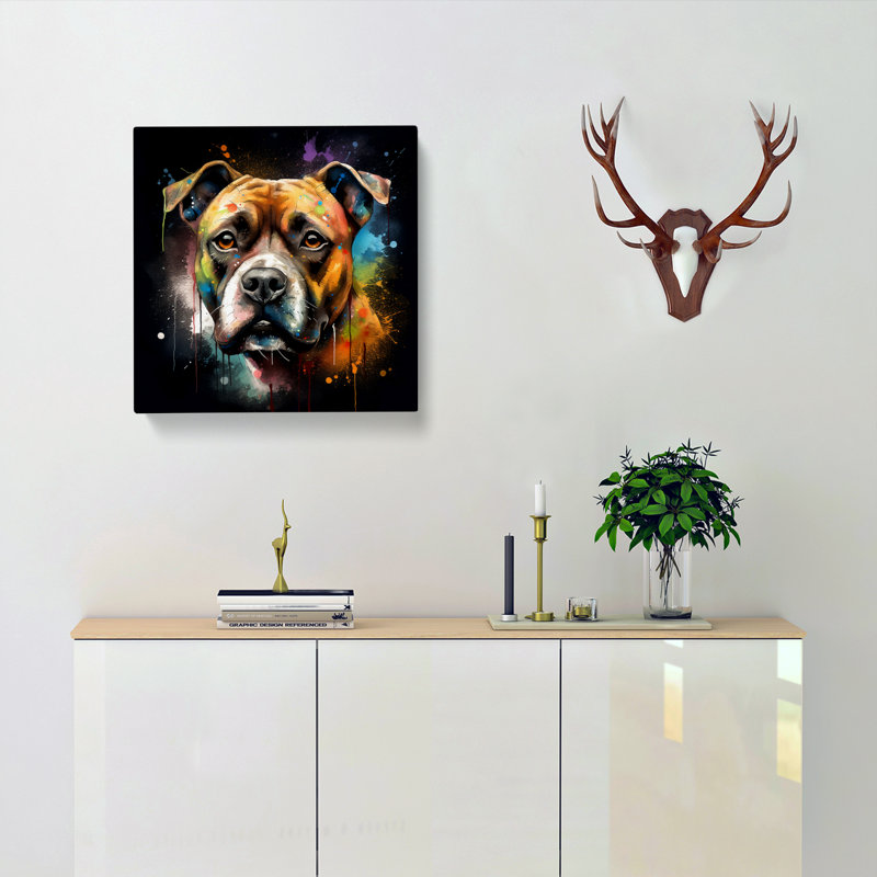 Staffordshire Bull Terrier Conceptual Art No.2 - Wrapped Canvas - Framed Print, 35cm H x 35cm W x 3cm D