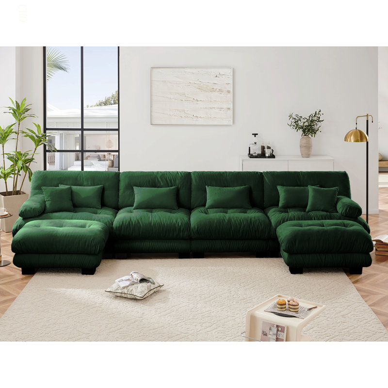 Canapé modulaire à combinaison libre, canapé en forme de U pour le salon, canapé confortable à 4 places avec 2 repose-pieds, chenille