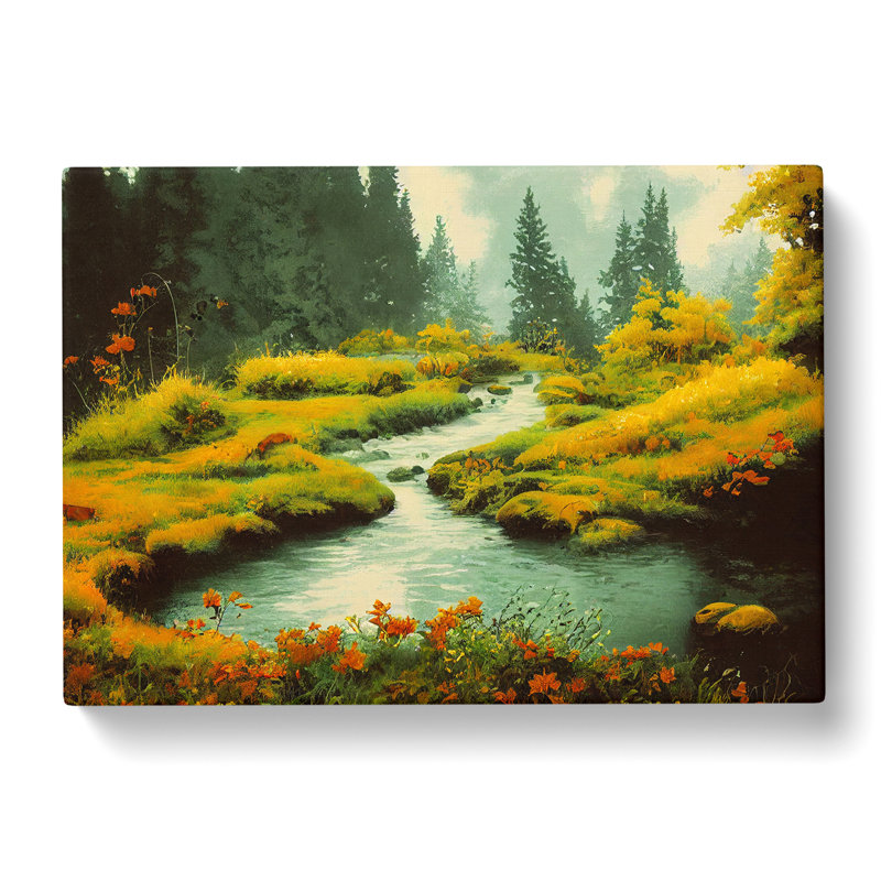 Blooming Forest Stream - Wrapped Canvas, 35cm H x 50cm W x 3cm D
