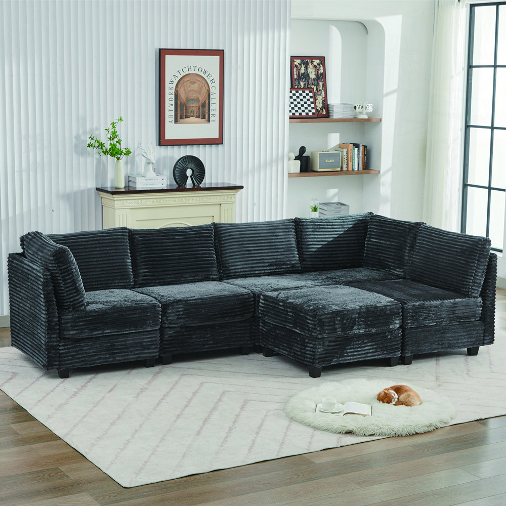 Mercer41 Effortless Assembly Modular Sectional Sofa with Luxurious ...