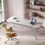 Bureau blanc rectangulaire en bois manufacturé avec 2 tiroirs-109948371