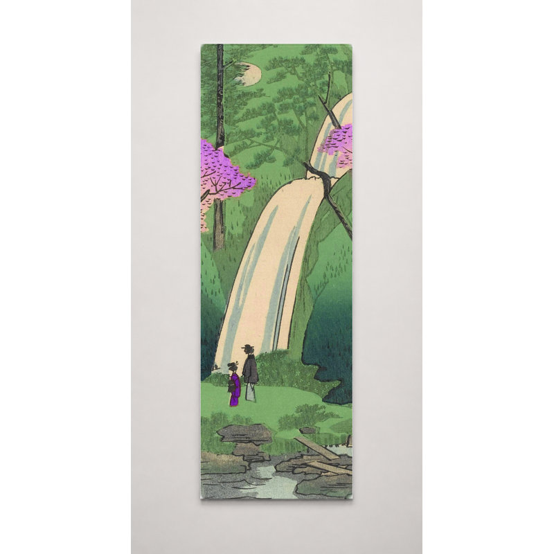 Fleurs de cerisier et cascade - art mural sur toile, 20" W x 60" H