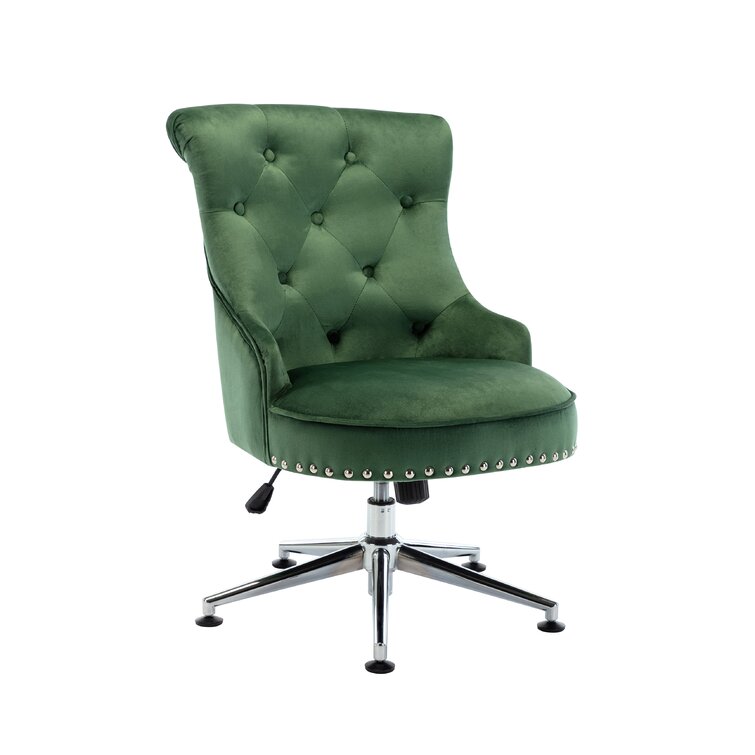 Constance Office Chair, Green Velvet & Chrome