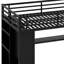 Structure de lit mezzanine en métal avec garde-robe intégrée, bureau et tablettes de rangement-691323664-691323663