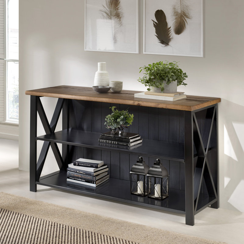 Halima 52" Solid Wood Console Table, Black