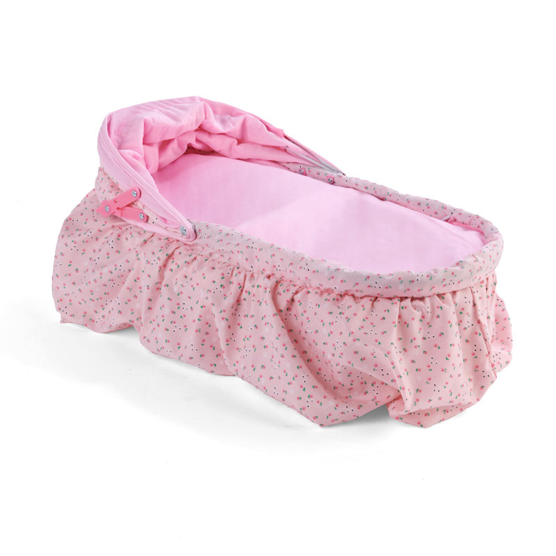 Folding Doll Cradle with Rosebud Fabric