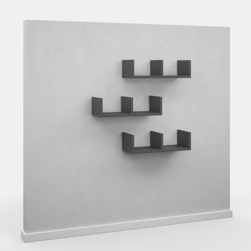 Ayrionna 3 Piece Floating Shelf, Anthracite