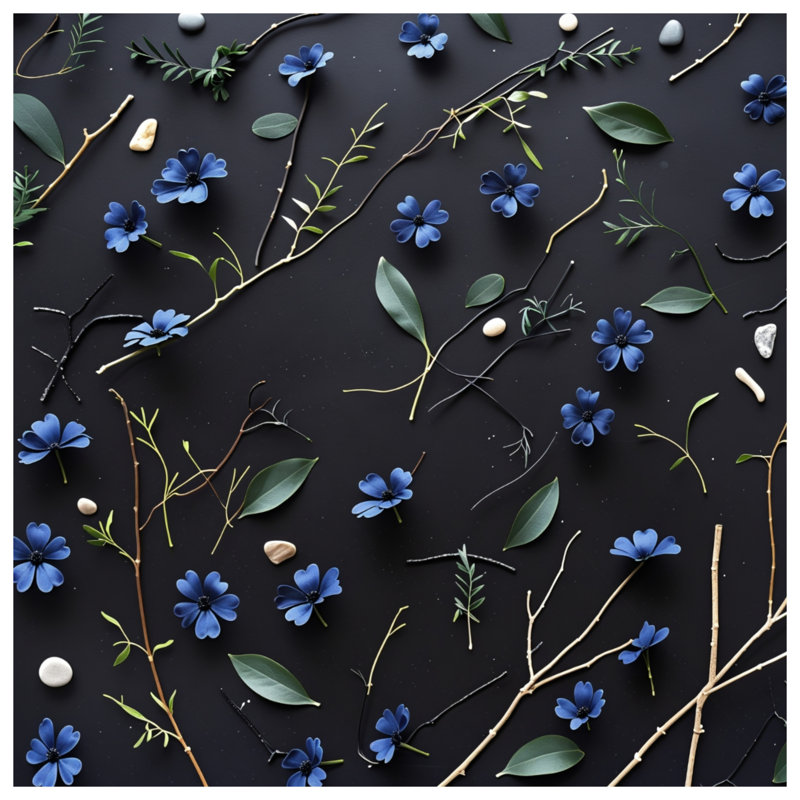 Coussin Blue Flowers, 14 X 14 pouces