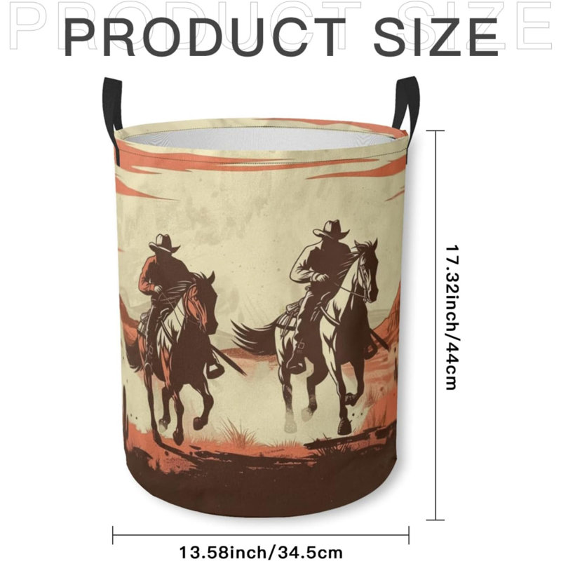 Laundry Basket Western Cowboys Collapsible Laundry Hamper With Handles Clothes Storage Bin For Household Bedroom Bathroom College Dorms