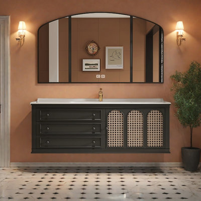 French light luxury retro style bathroom cabinet