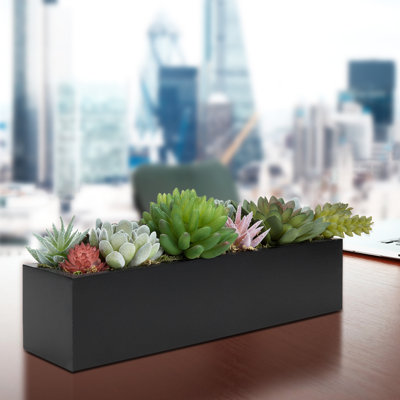 5'' Faux Succulent in Wood Planter