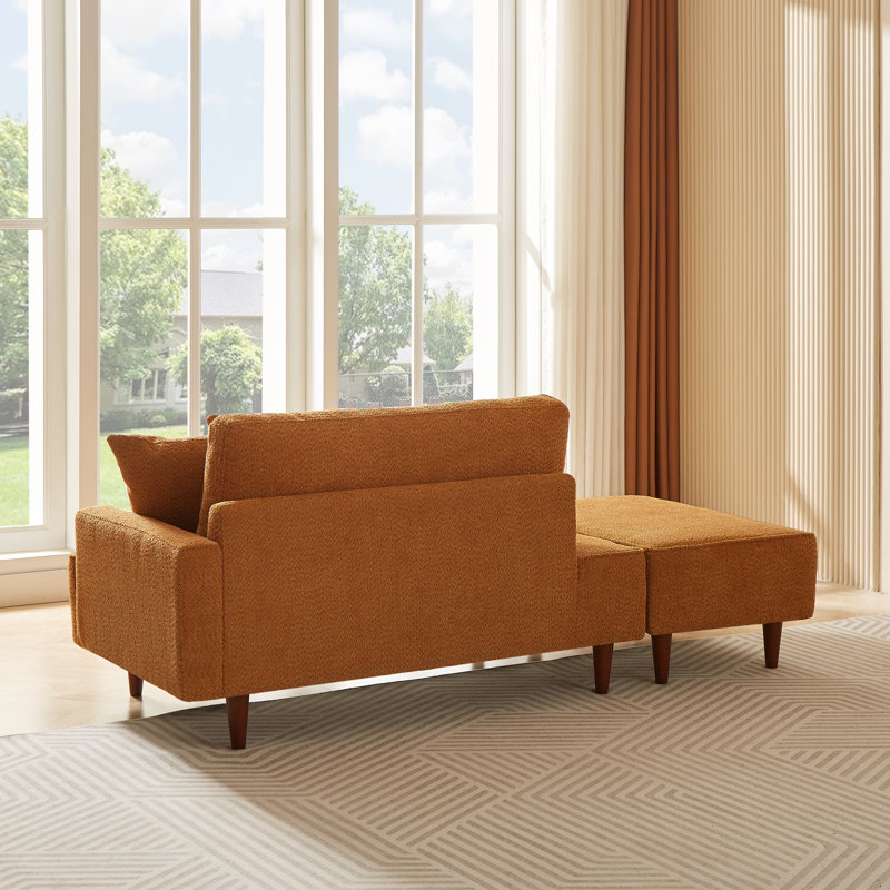 Mashawna Upholstered Chaise Lounge and Stool, Boucle Orange