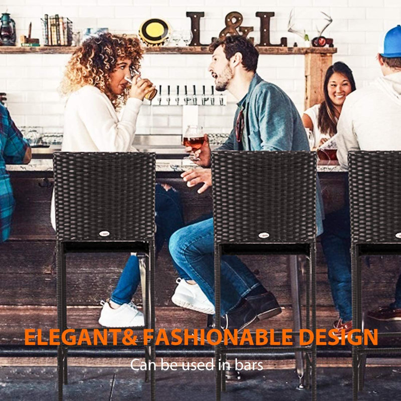 Aize Steel Outdoor 27.5'' Bar Stool with Cushion