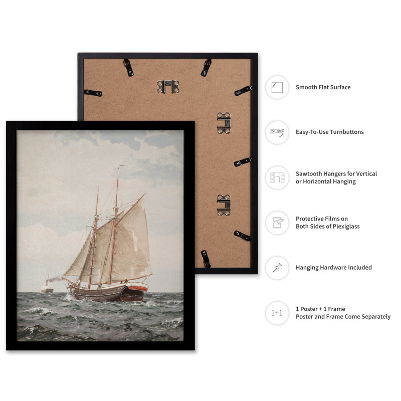 Voilier, 18"H x 24"W, Poster, Black Framed
