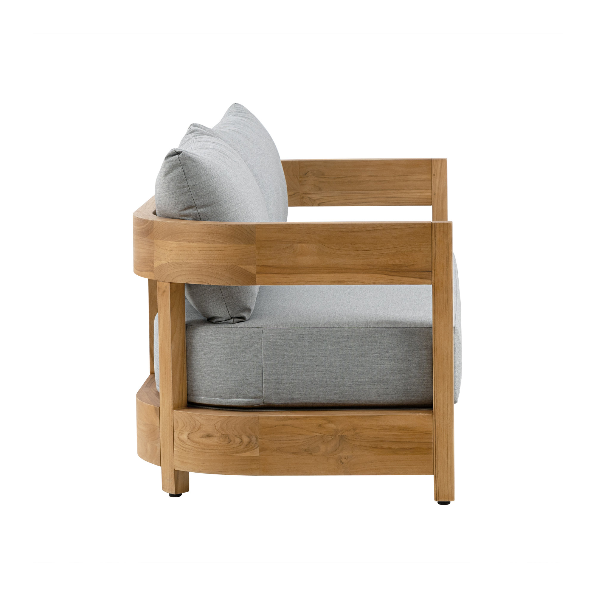 Everlee Teak Outdoor Sofa with Sunbrella Cushions, Gray
