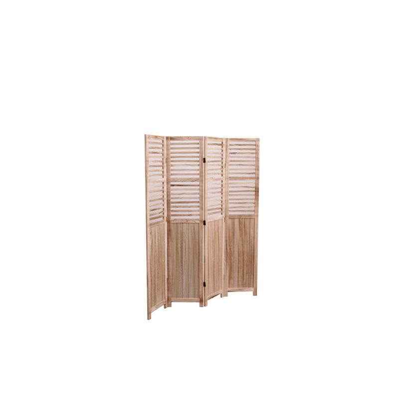 Cloison pliante en bois massif l 55,2 po x H 65 po, 4 panneaux, naturel, 4