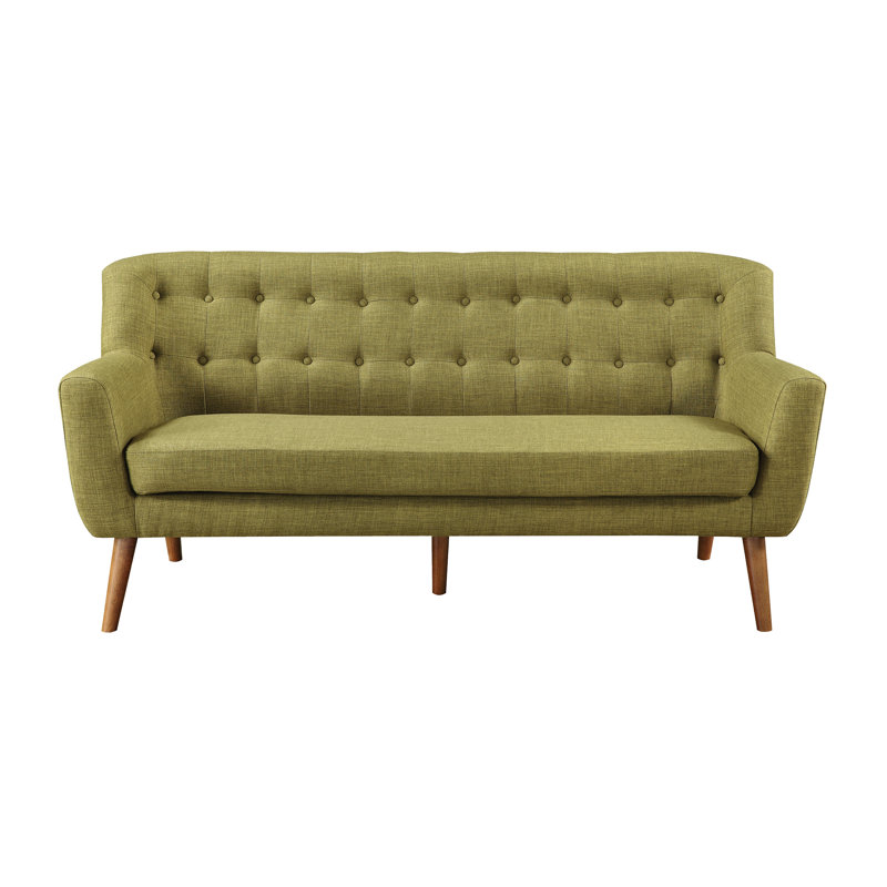 Ivanka Upholstered 68'' Sofa, Green, Light Walnut