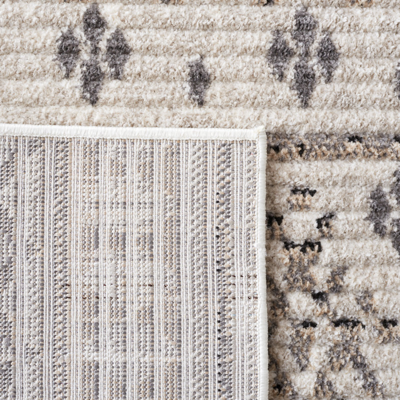 Rectangle Lavaca Southwestern Power Loomed Polyester Area Rug in Beige/Gray, Rectangle 9' x 12'