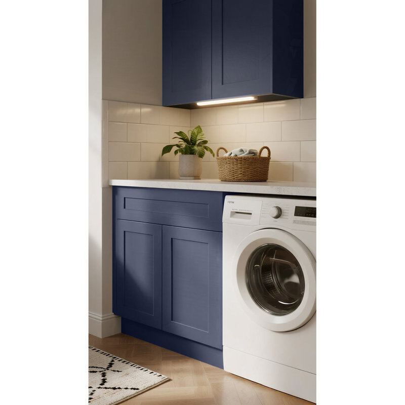 Armoire 24 po bleu marine avec porte à fermeture en douceur, tiroir, unité en bois massif peu encombrante avec tablette réglable pour la cuisine, la salle de bain, la buanderie, le garage (l 24 po x P 24 po x H 34,5 po), meubles-lavabos (non Lavabo)