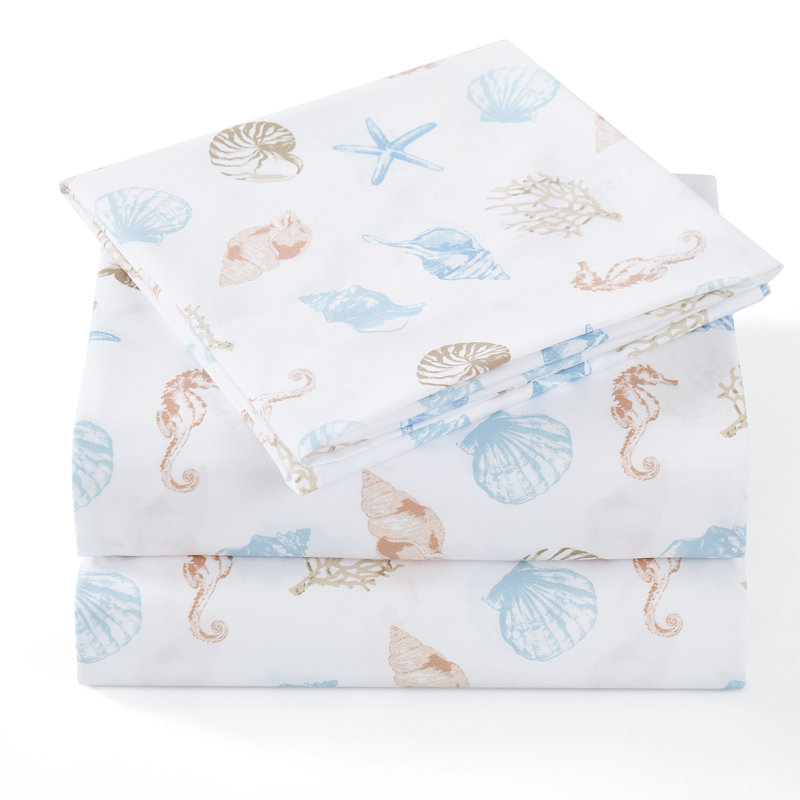 Ensemble de draps en microfibre pour enfants, Double, Coquillages