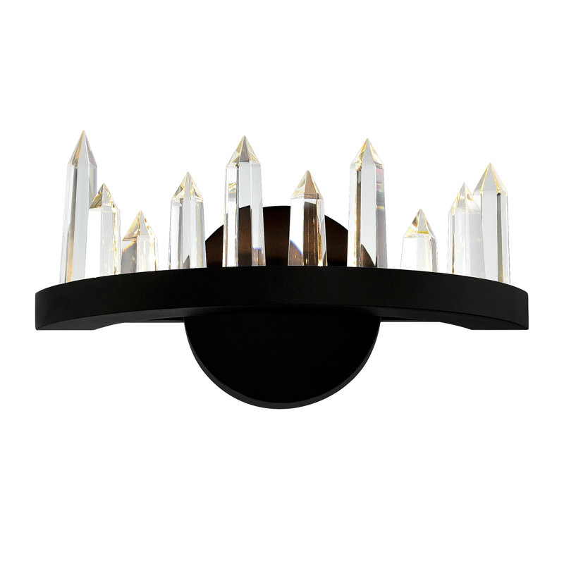Applique murale à DEL intégrée de 12 pouces - finition noire avec accents de cristal pour les couloirs, les entrées, les chambres ou les salons
