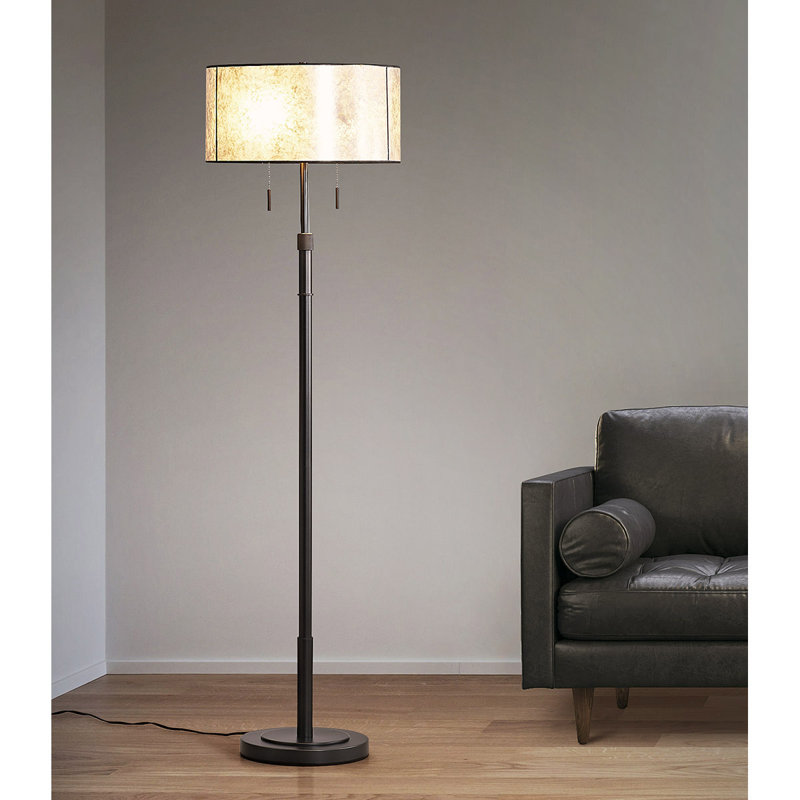 Maramawit 67'' Traditional Floor Lamp, Beige, Antique Brass