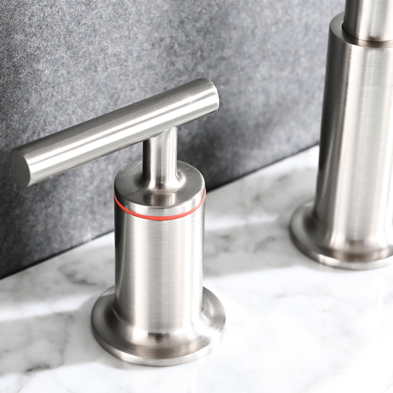 Robinet de salle de bain en nickel brossé - 8 po Larges poignées doubles, valves à disque en céramique, débit d'eau douce, connexion facile 1,5 gallon par minute, laiton, installation