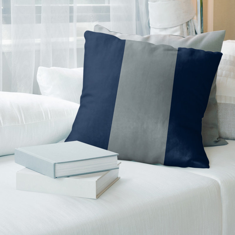 Housse de coussin , 20 po x 20 po, Bleu / Argent à l'étranger, Polyester sergé